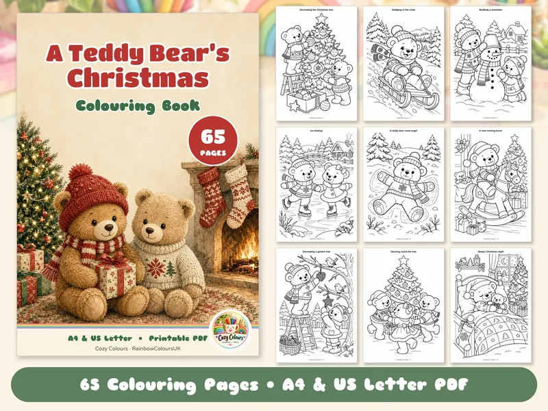 A Teddy Bear's Christmas colouring book cover